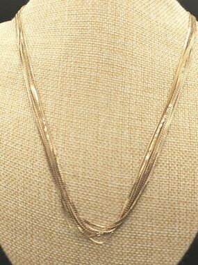 Vintage Signed Trifari 6 Multi Strand Gold Tone Necklace
